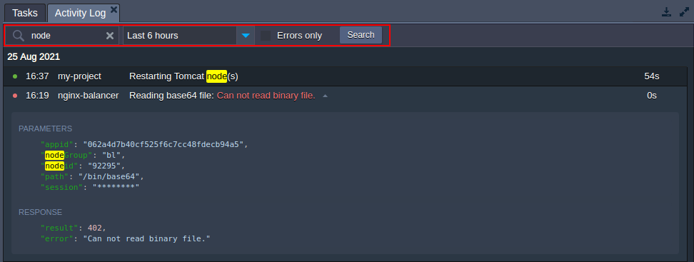 39-search-active-log-in-tasks-panel