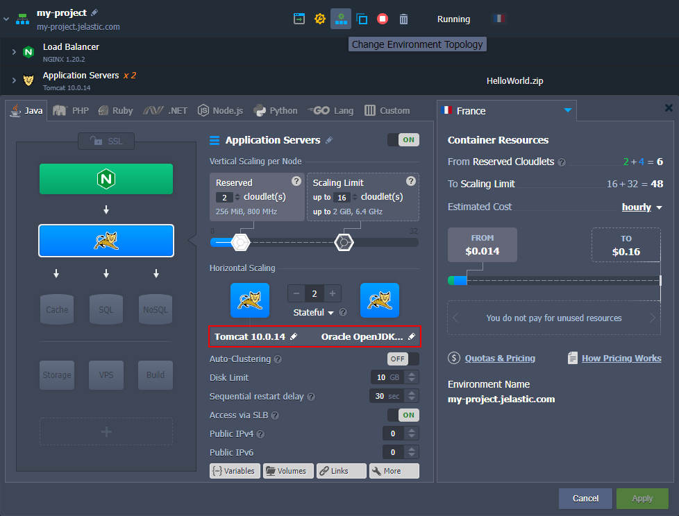 02-redeploy-containers-topology-wizard